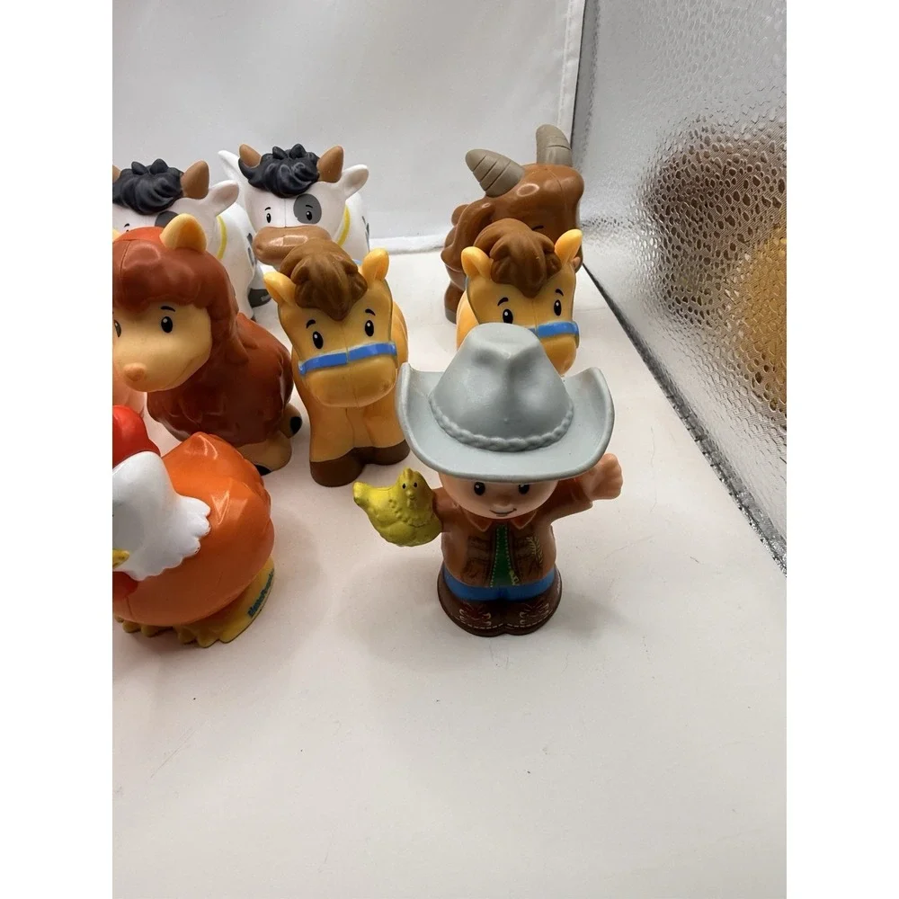 Fisher Price Little People Lot Of 11 Farm Animals Farmers Horse Cow Pig Chicken